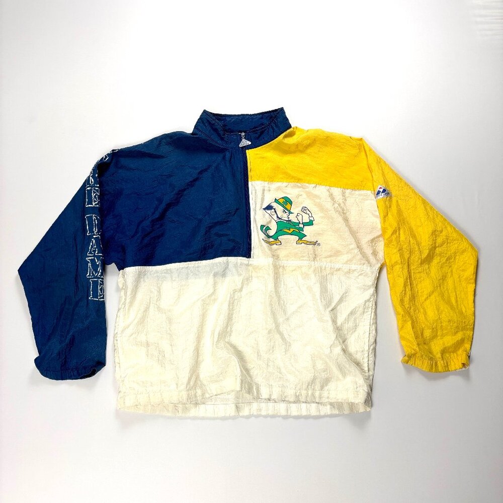 Vintage Notre Dame Mens Apex One Sz L 1/2 Zip Fighting Irish Windbreaker Jacket